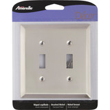 Amerelle 2-Gang Stamped Steel Toggle Switch Wall Plate, Brushed Nickel