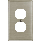 Amerelle 1-Gang Stamped Steel Outlet Wall Plate, Brushed Nickel 163DBN 556807