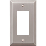 Amerelle 1-Gang Stamped Steel Rocker Decorator Wall Plate, Brushed Nickel 163RBN