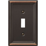Amerelle Chelsea 1-Gang Stamped Steel Toggle Switch Wall Plate, Aged Bronze