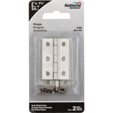 National Hardware 2 In. x 1-3/8 In. Satin Nickel Broad Hinge (2-Pack)