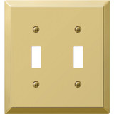 Amerelle 2-Gang Stamped Steel Toggle Switch Wall Plate, Polished Brass 163TTBR