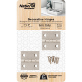 National Hardware 1 In. X 1 In. Satin Nickel Broad Hinge (4-Pack)