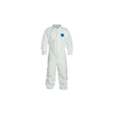 Tyvek 400 Coverall, Serged Seams, Collar, Elastic Waist, Elastic Wrists and Ankles, Zipper Front, Storm Flap, White, Large