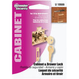 Defender Security Brass Drawer and Cabinet Lock with Keeper - Keyed Different