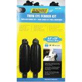 Seachoice 6 In. x 23 In. Black Twin Eye Boat Fender Kit (2-Pack) 79281