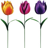 Alpine 21 In. Metal Realistic Tulip Garden Stake Lawn Ornament Pack of 24