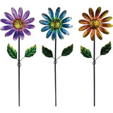 Alpine 32 In. Metal Daisy Garden Stake Lawn Ornament LJJ1218A Pack of 12