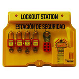 Master Lock Lockout Station,Filled,4 Locks,Keyed Dff 1482BP410ES