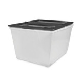 Storex Storage Tote, 16 Gal, 22.7" X 18.25" X 12.86", Clear-black 00900U04C USS-STX00900U04C