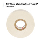 3m Elec Tape,66 ft Lx3/4 in W,7 mil,White 27-3/4"X66'