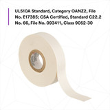 3m Elec Tape,66 ft Lx3-4 in W,7 mil,White 27-3-4"X66'