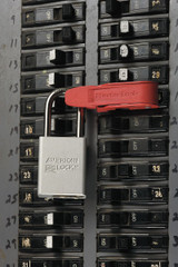 Master Lock Circuit Breaker Lockout,Red,Steel  493B