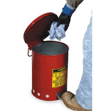 Justrite Oily Waste Can,6 Gal.,Steel,Red 09100