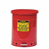 Justrite Oily Waste Can,14 Gal.,Steel,Red 09500