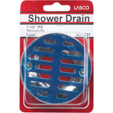 Lasco 3-1/2 In. Chrome Plated Shower Drain Strainer for Tile Installations, 1-1/2 In. FPT Outlet