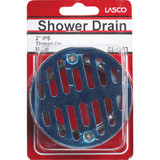 Lasco 3-1/2 In. Chrome Plated Shower Drain Strainer for Tile Installations, 2 In. FPT Outlet