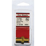 Lasco 1/4 In. MPT x 1/8 In. MPT Brass Hex Nipple