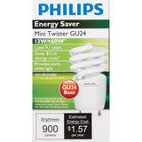 Philips Energy Saver 60W Equivalent Warm White GU24 Base Spiral CFL Light Bulb