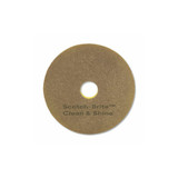 Scotch-Brite™ Clean And Shine Pad, 17" Diameter, Brown/yellow, 5/carton 09544