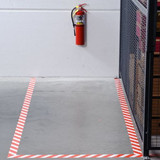 Brady Floor Tape,Red-White,3 inx100 ft,Roll 104348