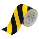 Brady Floor Tape,Black/Yellow,4 inx100 ft,Roll 104377