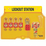 Master Lock Lockout Station,Filled,4 Padlocks,Ylw 1482BP410