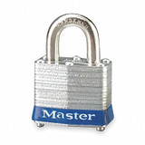 Master Lock Keyed Padlock, 5/8 in,Rectangle,Silver 3UP