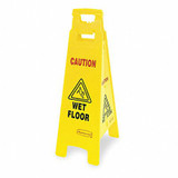 Rubbermaid Commercial Floor Safety Sign,Yellow,HDPE,37 in H FG611477YEL