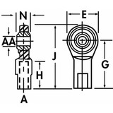 Qa1 Female Rod End,LH,8 mm Bore,M8-1.25 MCFL8