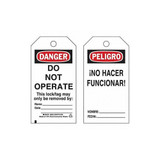 Brady Danger Bilingual Tag,5-3/4 x 3 In,PK25 65440