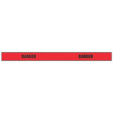 Sim Supply Barricade Tape, Red, 180 ft L, 2 in  BLACK ON RED TAPE