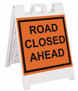 Sim Supply Barricade Sign,Road Closed Ahead,45 in H  136-WLGQ2409-OBEG