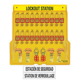 Master Lock Lockout Station,Filled,Ylw,Keyed Diff 1484BP410ES