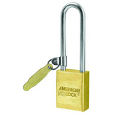 American Lock Keyed Padlock, 3/4 in,Rectangle,Gold A42TAG