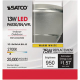 Satco 75W Equivalent Warm White PAR30 Short Neck Medium Dimmable LED Floodlight Light Bulb