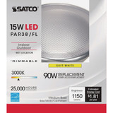 Satco Nuvo 90W Equivalent Warm White PAR38 Medium Dimmable LED Floodlight Light Bulb