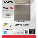 Satco Nuvo 90W Equivalent Natural Light PAR38 Medium Dimmable LED Floodlight Light Bulb