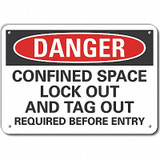 Lyle Confined Space Danger Sign,10x14in,Plstc LCU4-0667-NP_14X10