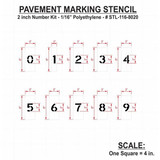 Rae Pavement Stencil,2 in,Number Kit,1/16 STL-116-8020