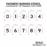 Rae Pavement Stencil,3 in,Number Kit,1-16 STL-116-8030