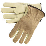 Mcr Safety Leather Gloves,Cream,L,PR 3205L
