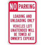 Lyle Loading Zone No Parking Sign,18" x 12" T1-1101-EG_12x18