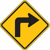 Lyle Right Turn Traffic Sign,12" x 12" W1-1R-12HA