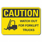 Lyle Caution Sign,7 in x 10 in,Aluminum LCU3-0195-RA_10x7