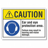 Lyle Eye & Ear Caution Rflct Lbl,10inx14in LCU3-0053-RD_14x10