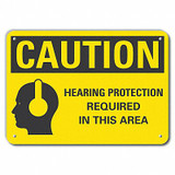 Lyle Rflctv Hearing Caution Sign,10x14in,Alum LCU3-0156-RA_14x10
