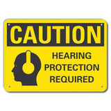 Lyle Rflctv Hearing Caution Sign,10x14in,Alum LCU3-0159-RA_14x10