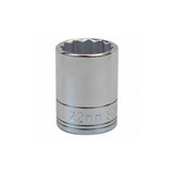 Sk Professional Tools Socket, Steel, Chrome, 22 mm  40322