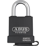 Abus Keyed Padlock, 59/64 in,Rectangle,Black  83WP/53 KA